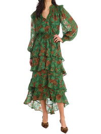 ALLISON NEW YORK Joleen Midi Dress in forest florals - women's dress - detail view