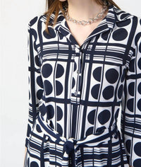 Joseph Ribkoff - Dot Print Waist Tie Shirt Dress