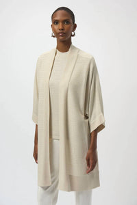 Joseph Ribkoff - Embellished 3/4 Sleeves Bouclé Open Front Jacket