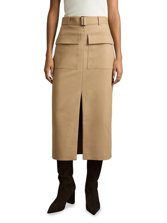 Reiss - Oakley Pencil Front Slit Belted Midi Skirt