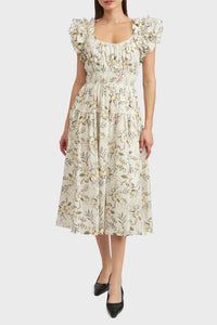 En Saison Mindy Midi Dress in sage multi - women's dress
