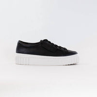 Clarks Women's Mayhill Walk Sneakers in black leather - women's sneaker - detail view