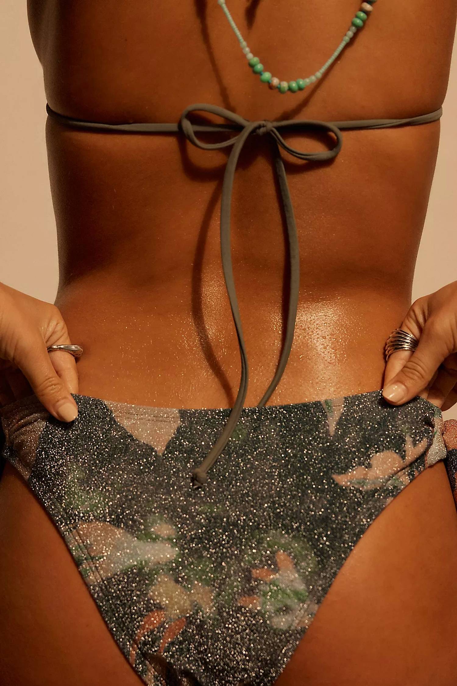 Free People free-est Renee Lurex Printed Bikini Bottoms in flower riot - women's swimwear - alternate view