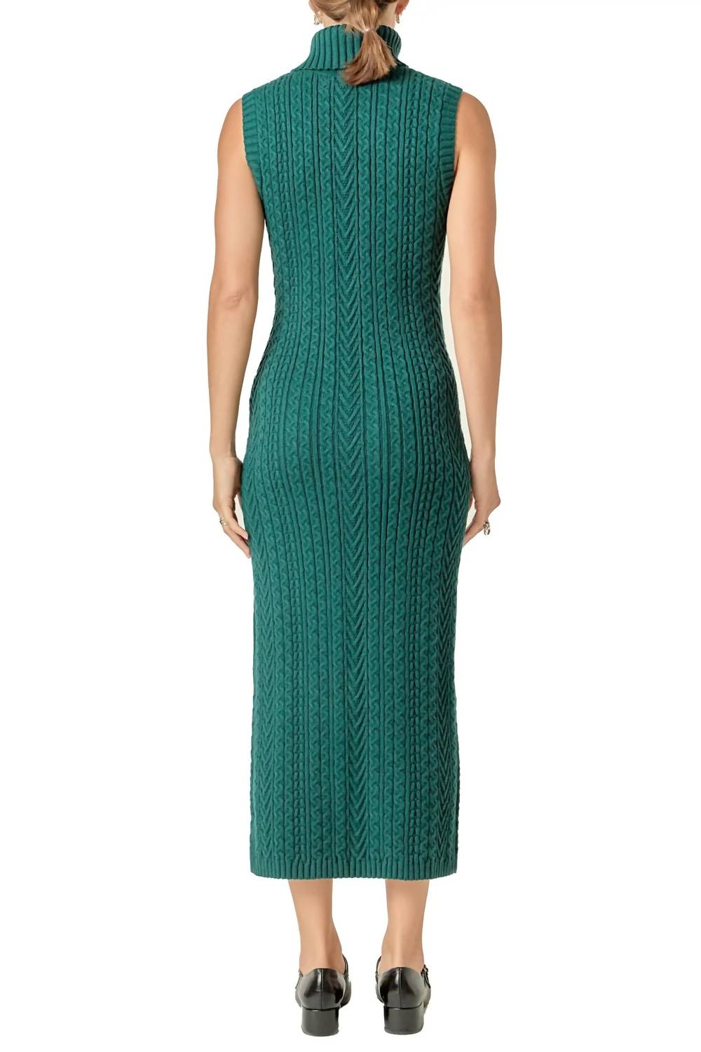 English Factory - Cable Knit Mock Neck Midi Dress