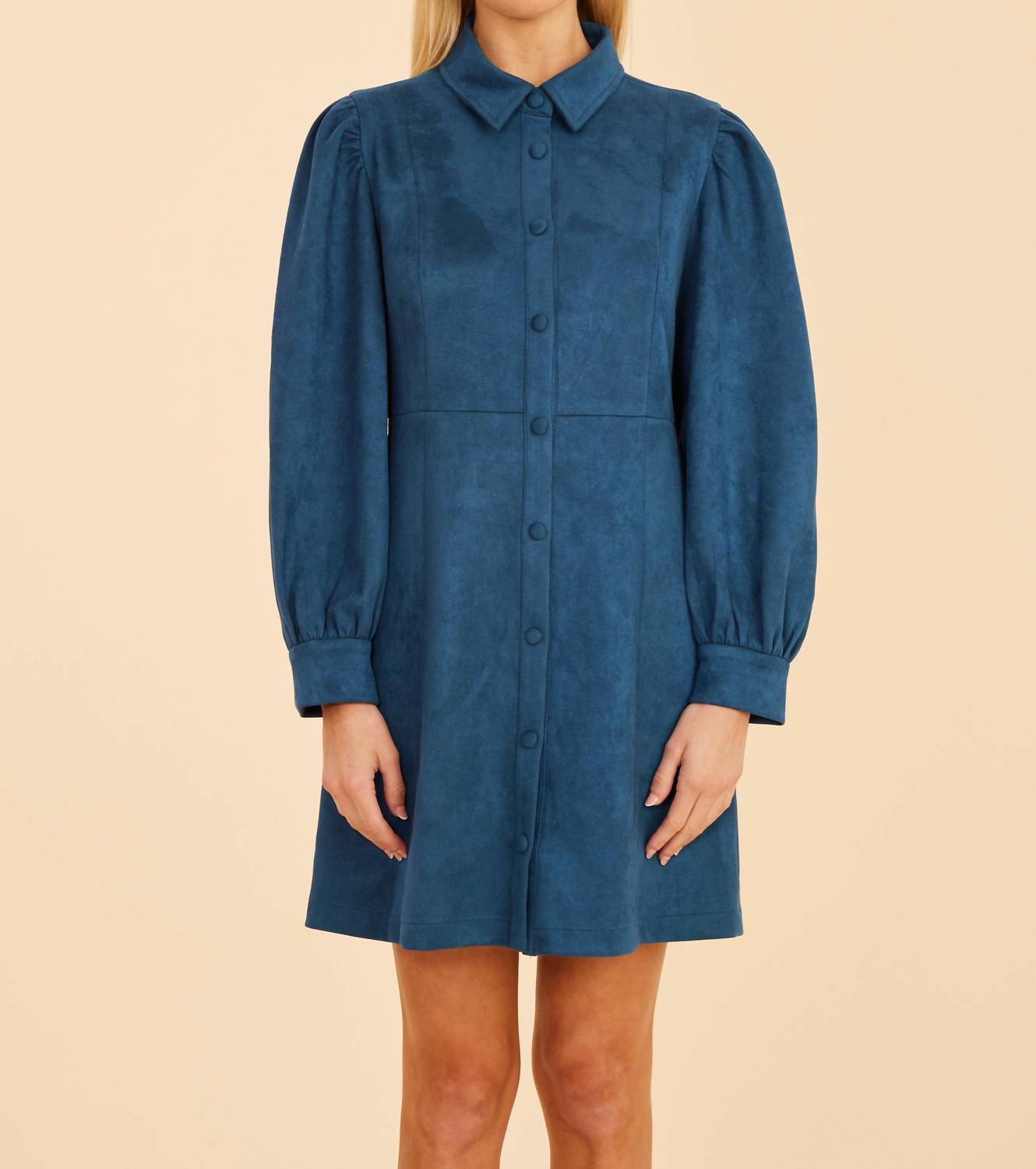 DOLCE CABO Faux Suede Mini Dress in steel blue - women's dress