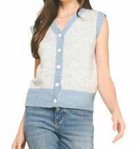 Pinch - Stylish And Chic Color Block Button Down Sweater Vest