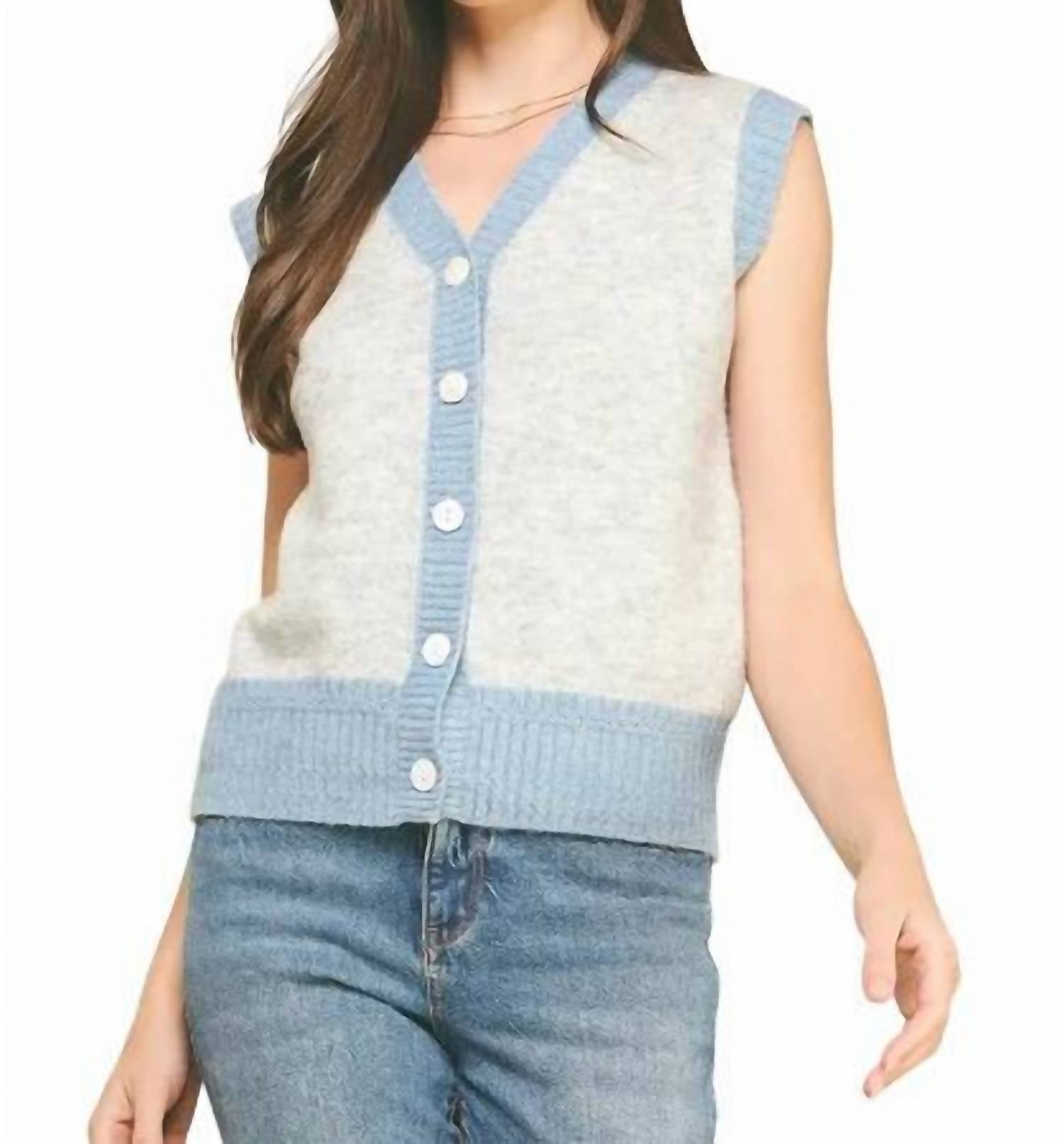 Pinch - Stylish And Chic Color Block Button Down Sweater Vest