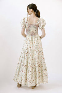Storia - Mable Cotton Floral Smocked Tiered Boho Prarie Maxi Dress