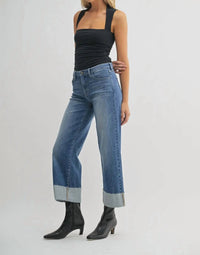 Just Black Denim - Scissor Cut Cuffed Slim Wide Leg Jean