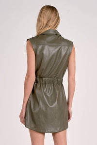 ELAN Farrah Faux Leather Dress in green - women's dress - alternate view