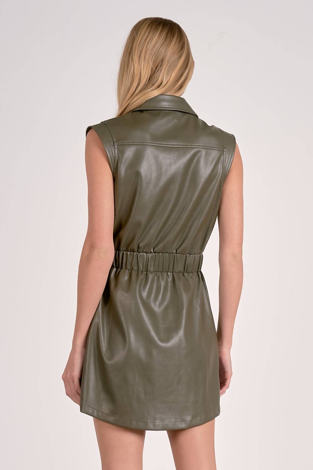 ELAN Farrah Faux Leather Dress in green - women's dress - alternate view