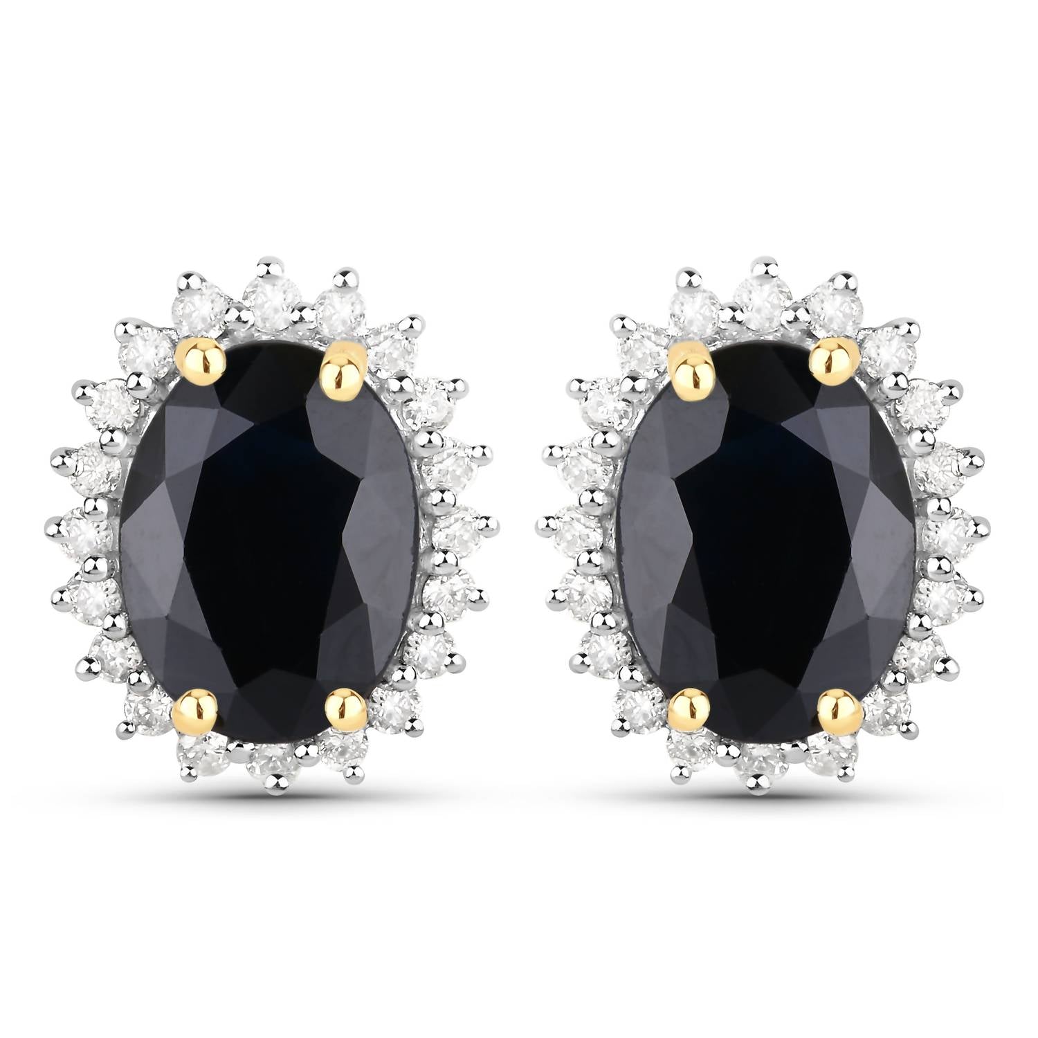 Diana M Jewels Women's Oval Natural Sapphire Stud Earrings (3.32 Ct) - Signature Plus in 14k yellow gold - women's jewelry