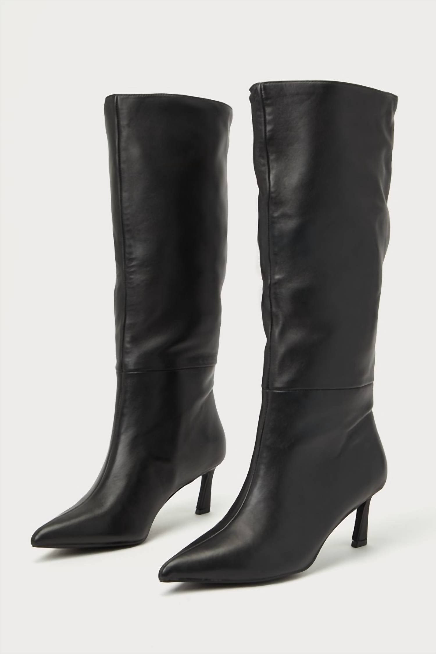 STEVE MADDEN Women's Lavan Kitten Heel Knee High Boots in black - women's shoe