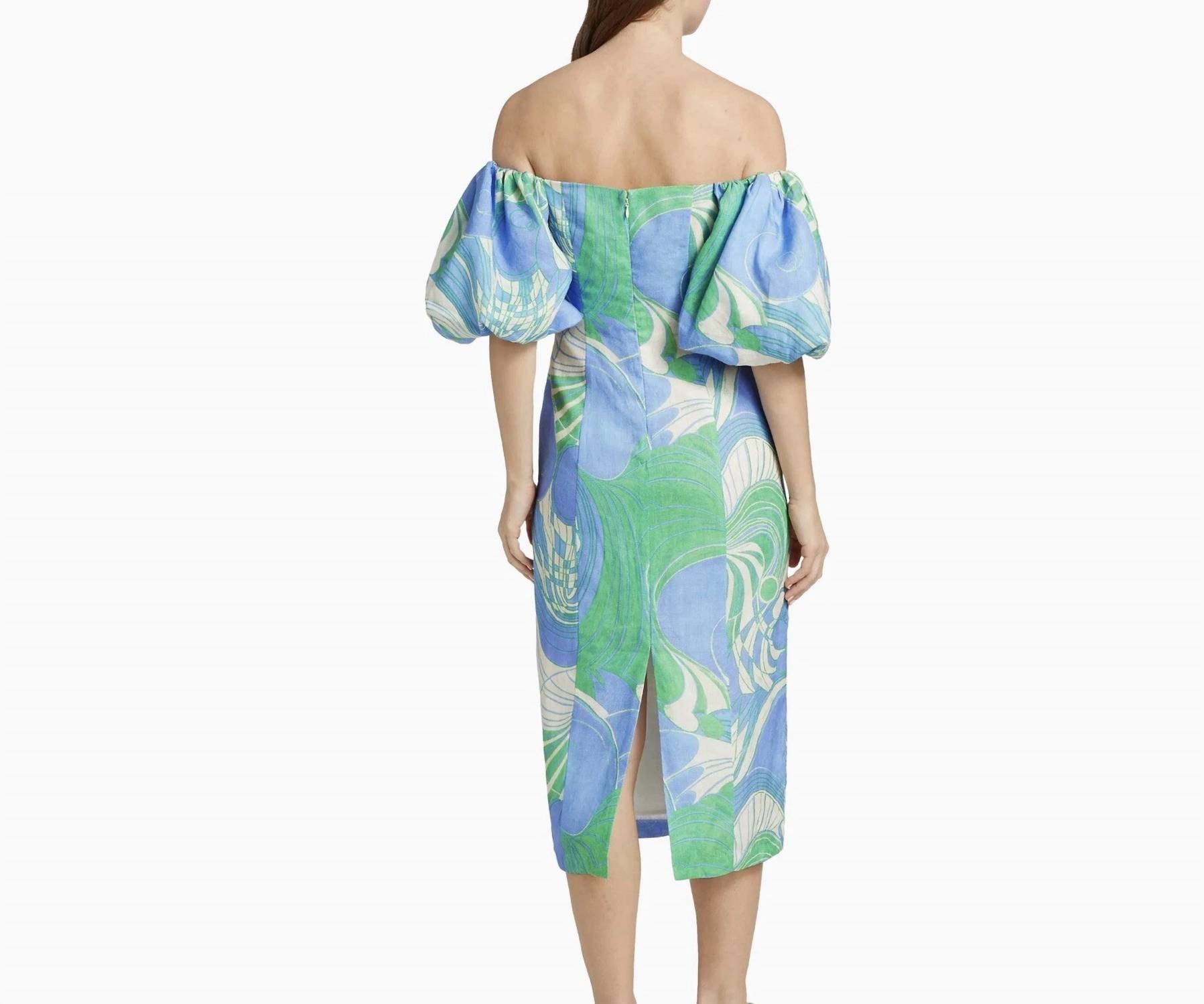 Rhode - Karima Short Puff Sleeves Midi Dress