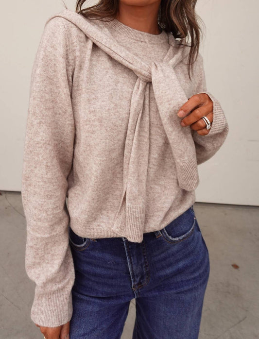 Miou Muse - Crew Neck Sweater With Shoulder Draping