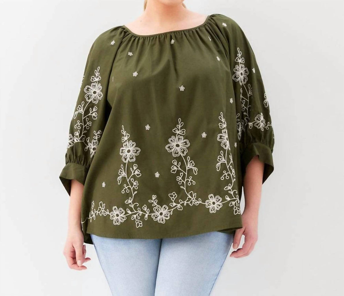 Karen Kane - Embroidered Blouson Sleeve Top