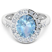 Diana M Jewels Women's Oval Natural Aquamarine Fashion Ring (2.50 Ct) - Classic Plus in 14k white gold - women's jewelry