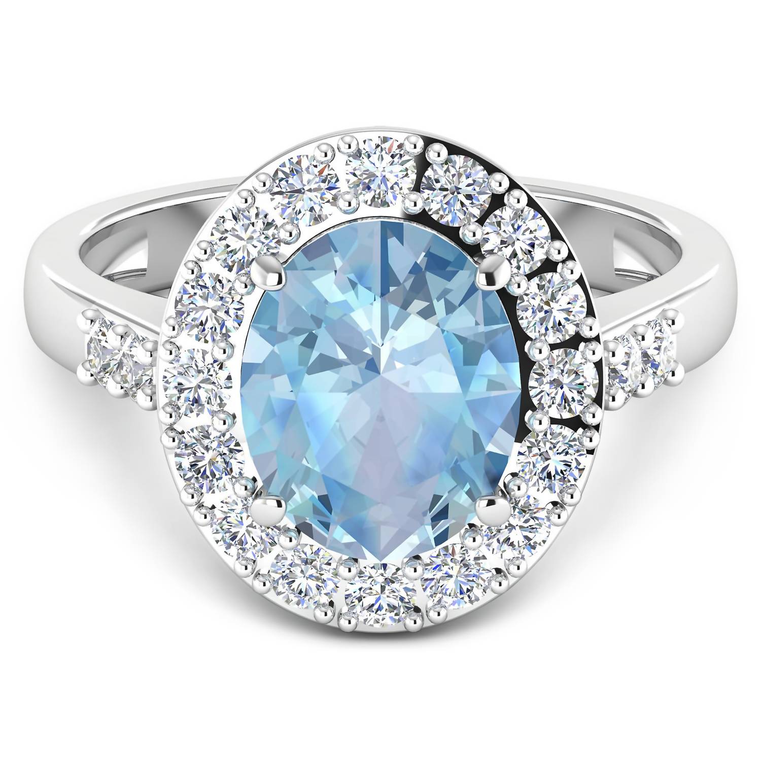 Diana M Jewels Women's Oval Natural Aquamarine Fashion Ring (2.50 Ct) - Classic Plus in 14k white gold - women's jewelry