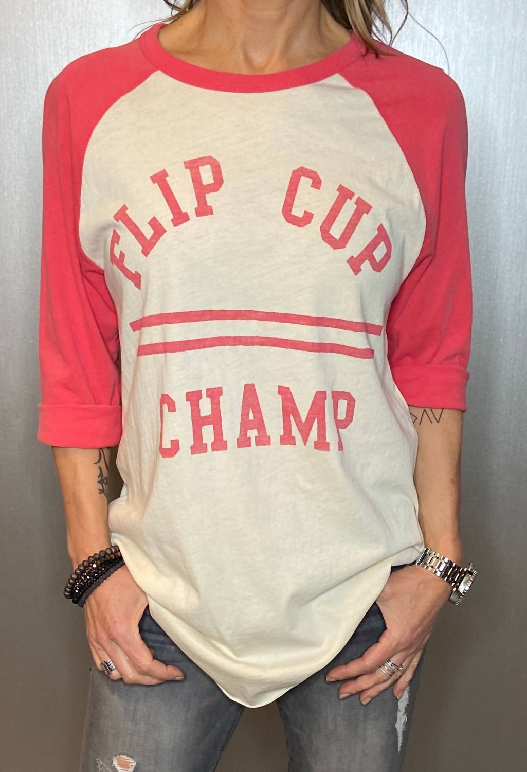 Junk Food - Flip Cup Champ Baseball Graphic Tee