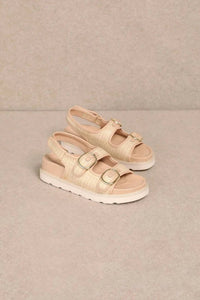 Miim - Women's Hallie Dual Buckle Straw Effect Sandal