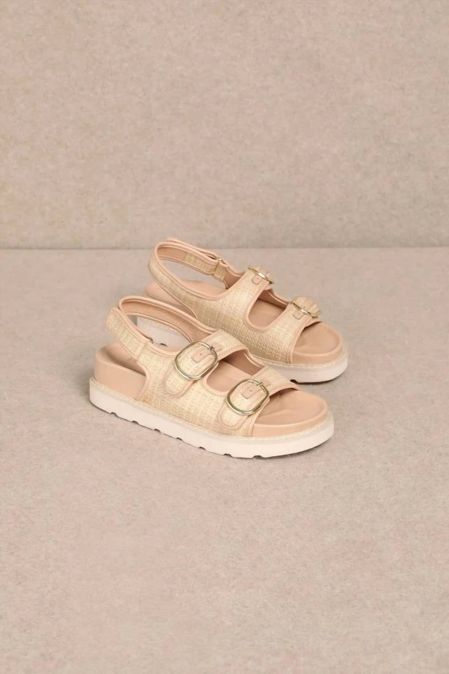 Miim - Women's Hallie Dual Buckle Straw Effect Sandal