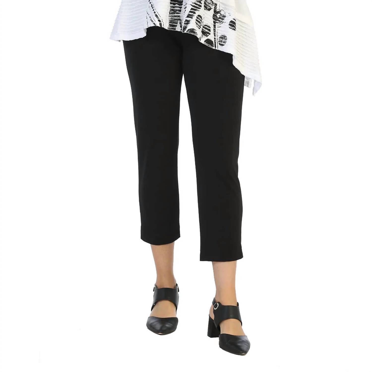 Jess & Jane Mineral Washed Cotton Legging Capri Pants in jet black - women's pants