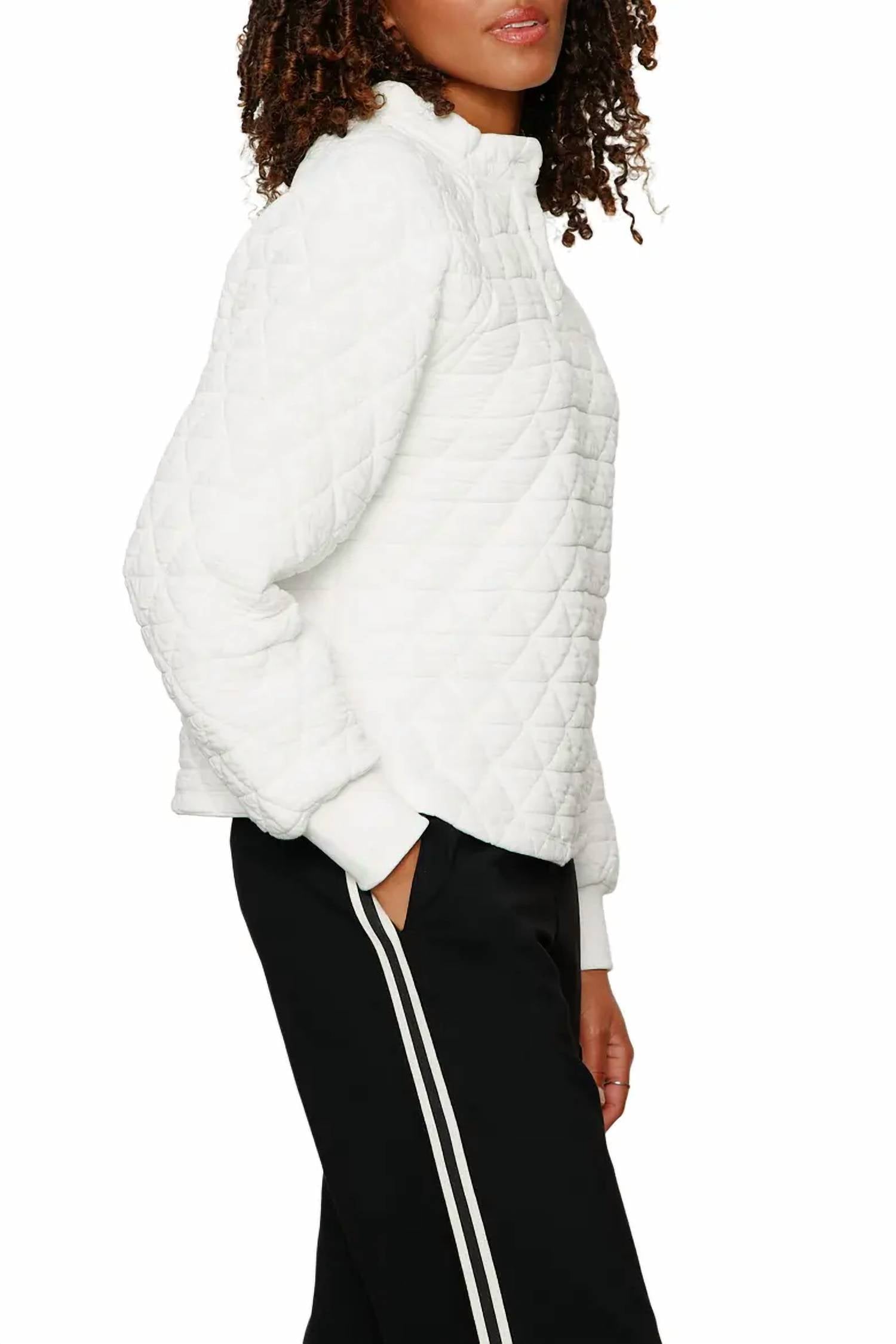 Sanctuary - Quilted Button Up Popover Sweatshirt