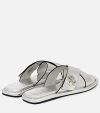Tory Burch - Women's T Lock Metallic Leather Slide Sandal