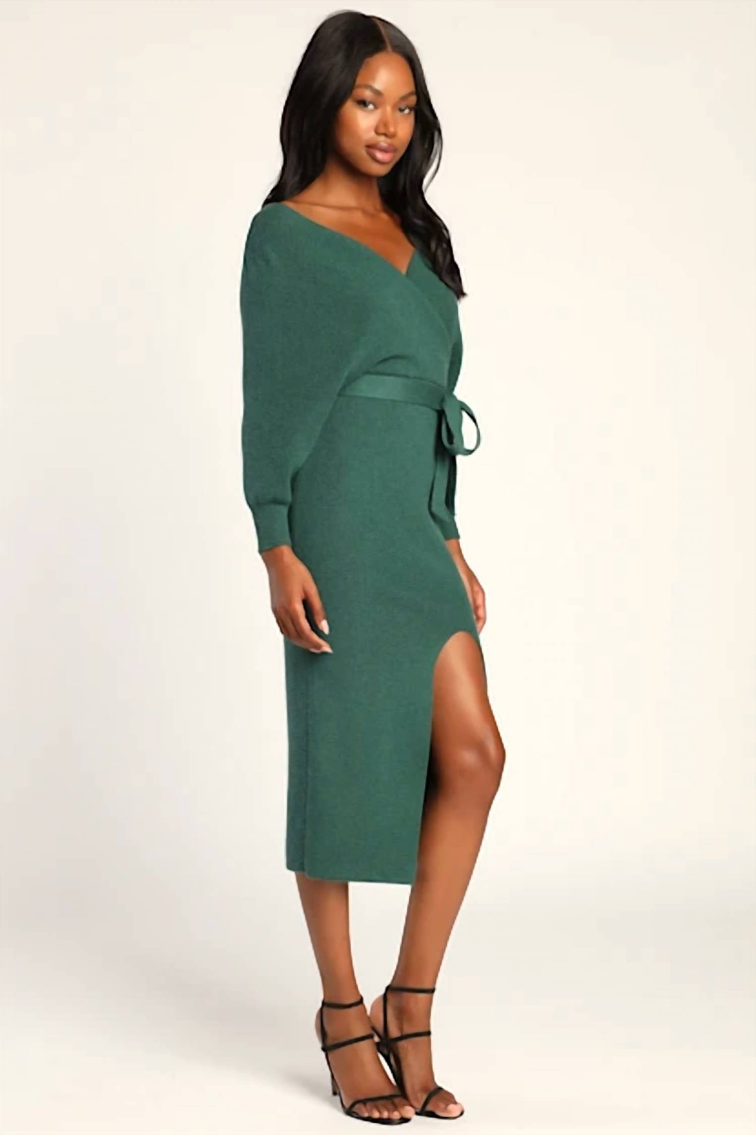 Lulus - Fall Into Fashion Dolman Sleeve Sweater Midi Dress