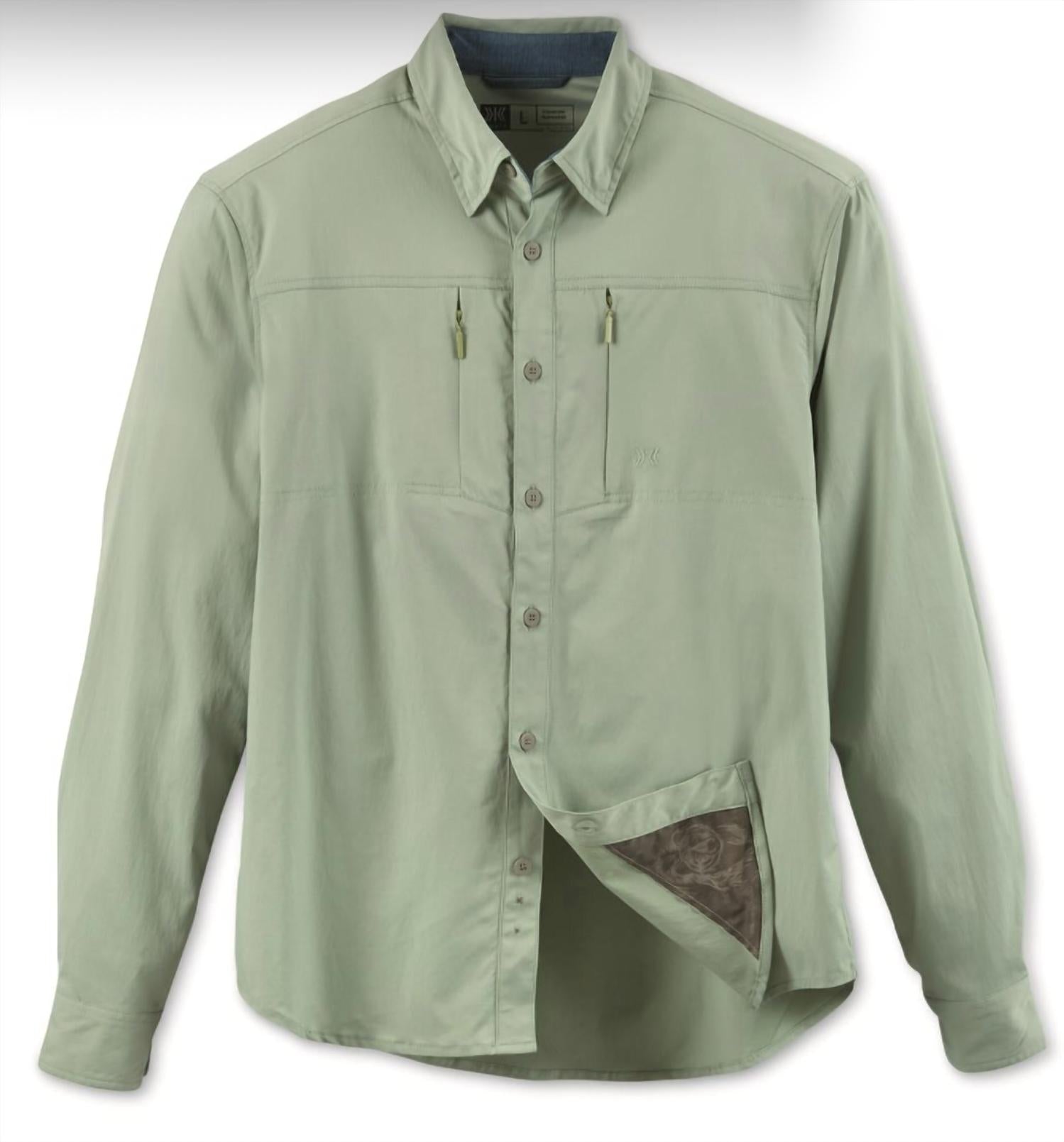 Dakota Grizzly Boone Long Sleeve Shirt in palm - men's shirt - detail view