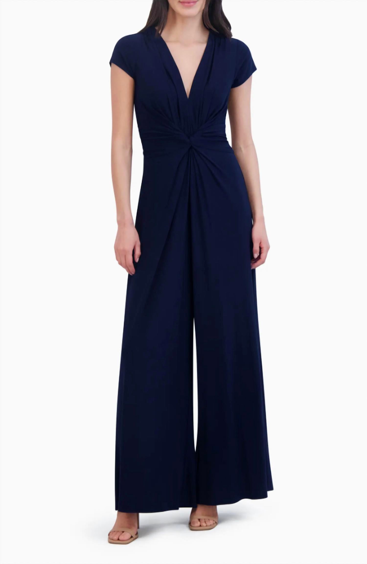 VINCE CAMUTO Twist Front Jersey Jumpsuit in navy - women's pants