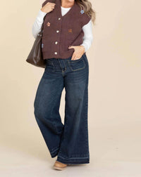 Wishlist - Brushed Floral Embroidered Vest
