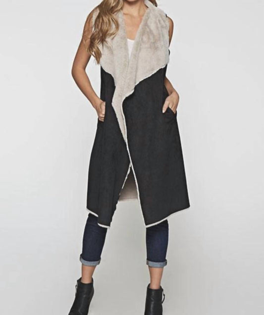 Lovestitch - Super Soft Sleeveless Faux Suede Long Vest