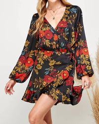 Sweet Lemon - Nocturne Botanique Satin Wrap Dress