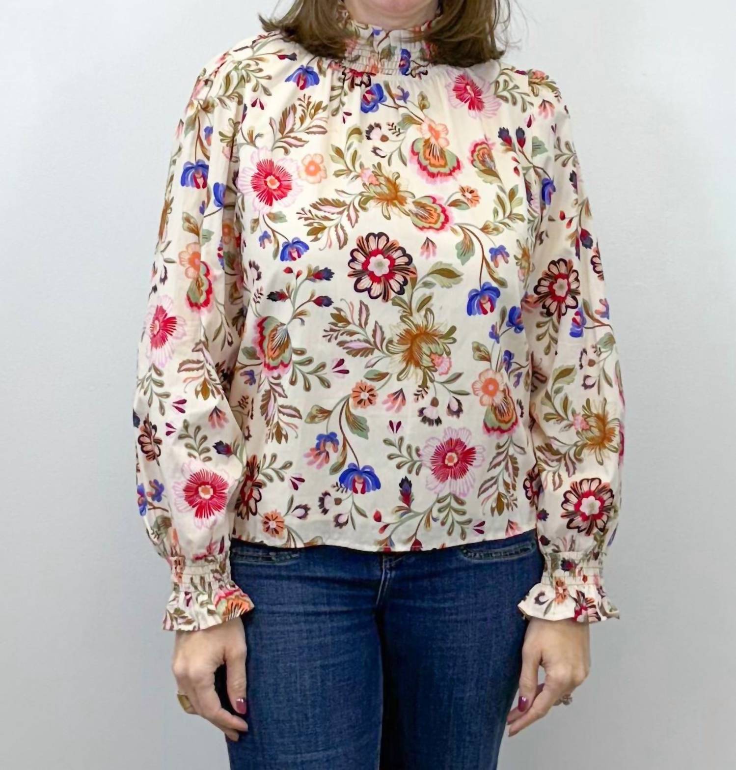 &Merci - Everly Floral Smock Neck Blouse