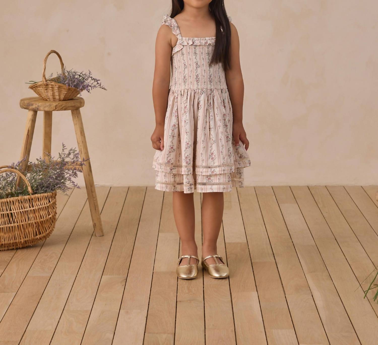 NORALEE Girls Birdie Dress in spring floral stripe - kids' dress