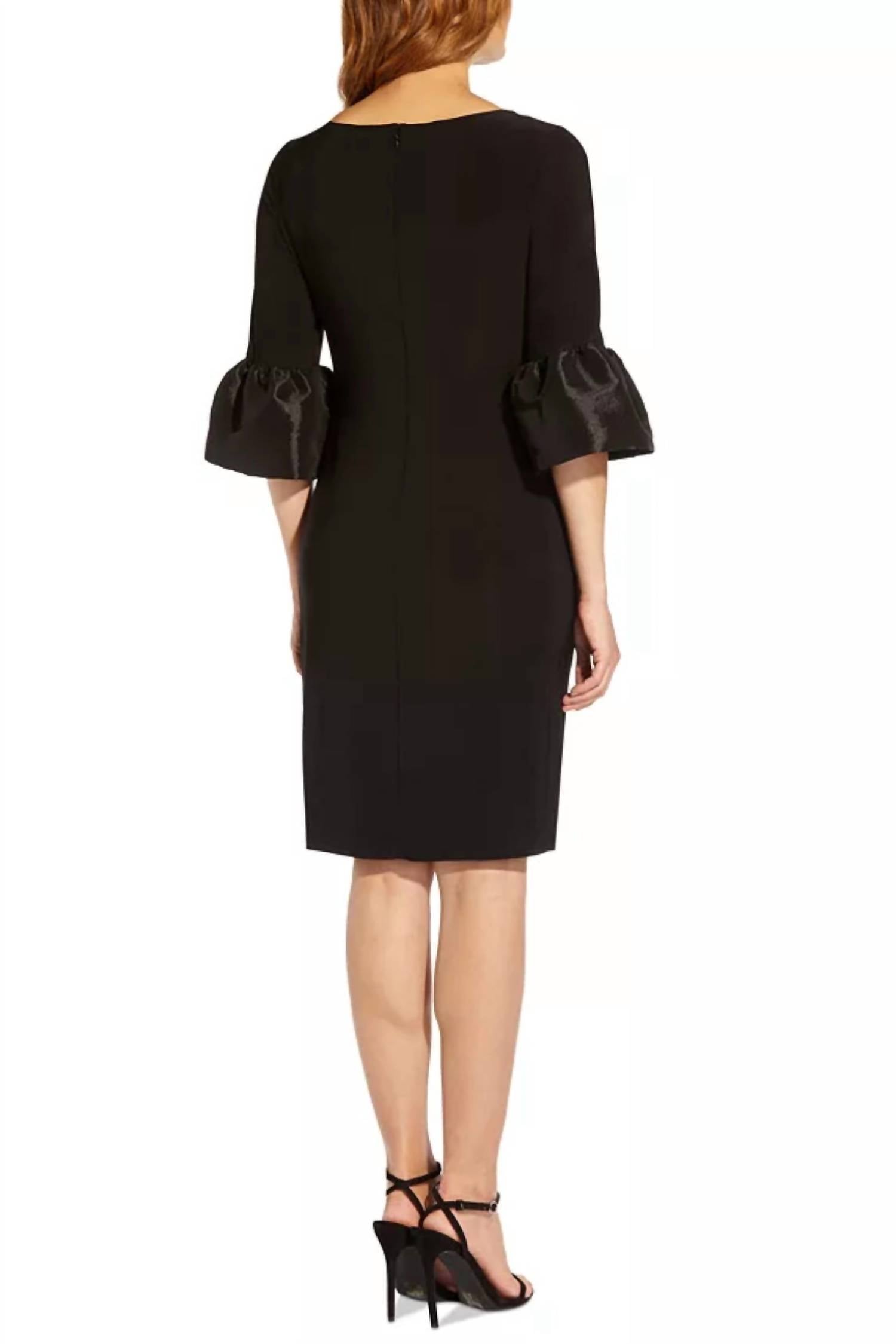 Adrianna Papell - Bell-cuff Draped Jersey Dress