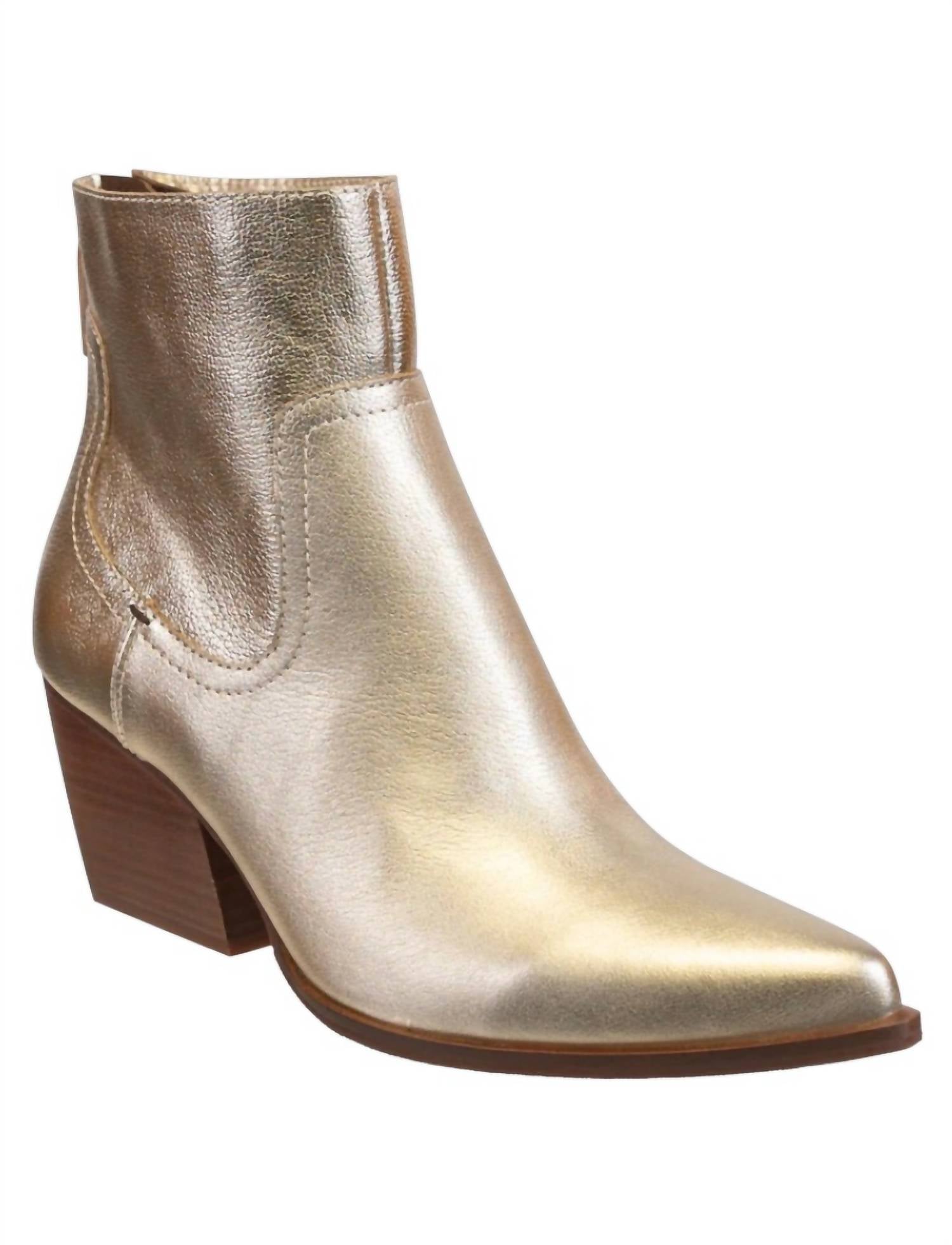 Naked Feet Women's Baton Heeled Boots in soft gold - women's shoe