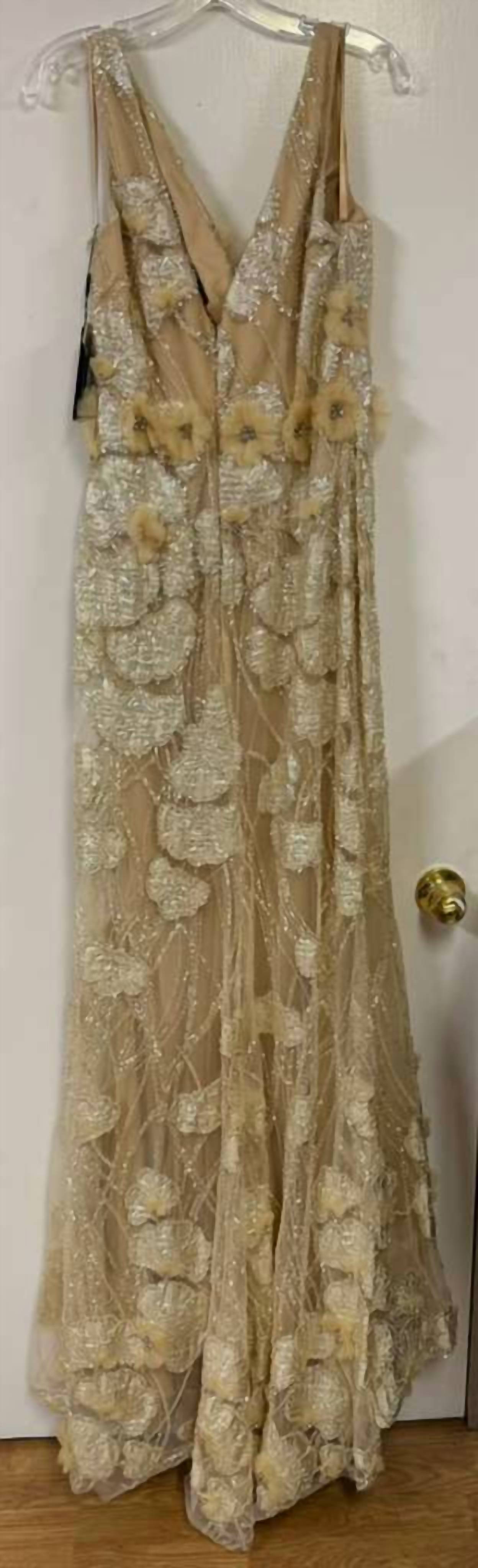 Terani Couture - Mother Of The Bride Wedding Cape Long Evening Metallic Dress