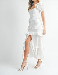 Mable - Button Ruffle Tiered Maxi Dress