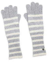 jocelyn Women's Heaven Striped With Sequins Gloves in light grey white - women's accessory - detail view