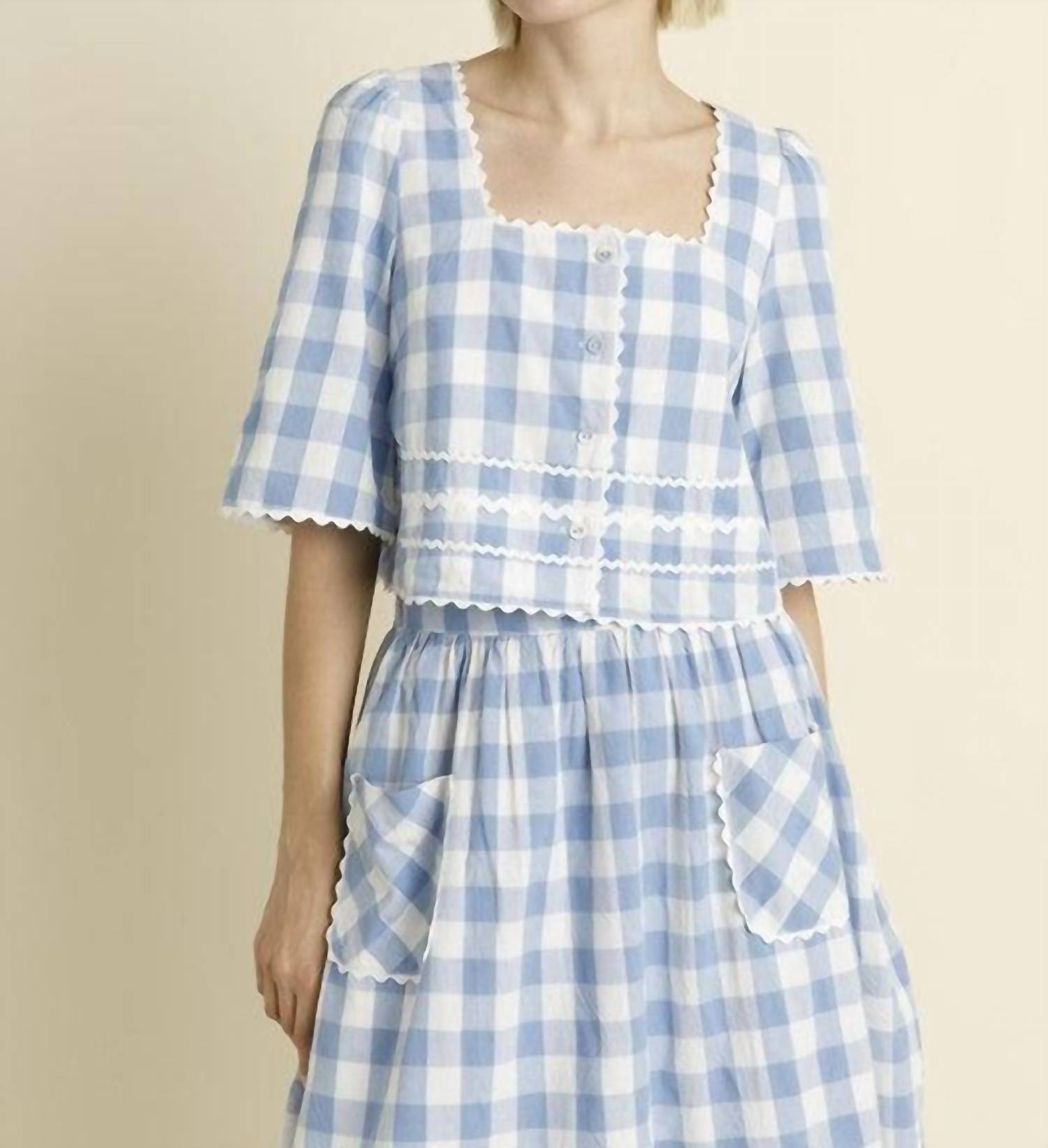 Aureum - Gingham Button Front Top