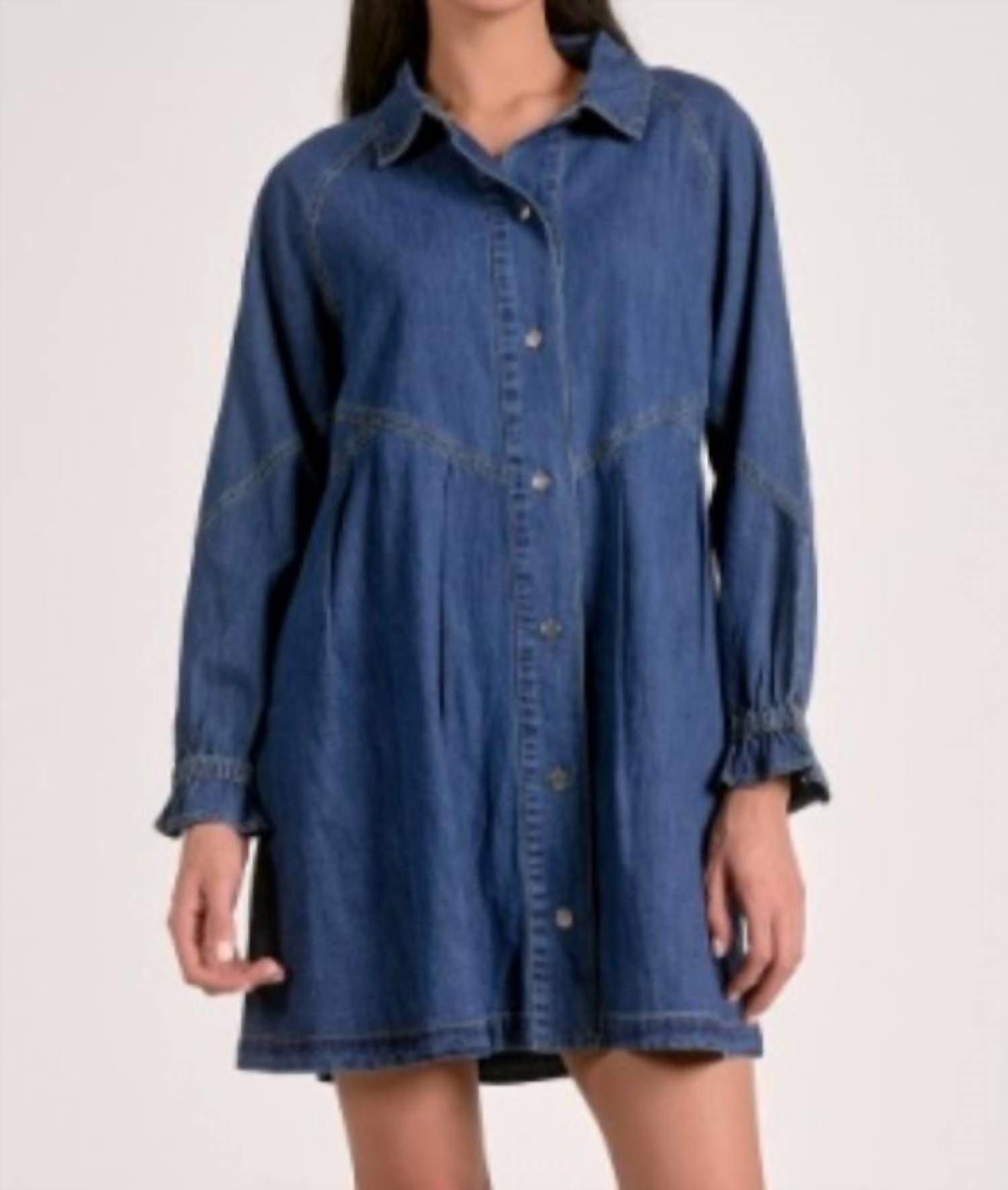 Elan - Long Sleeve Denim Shirtdress