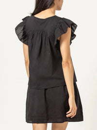 Lilla P - FLUTTER SLEEVE SEAMED TOP