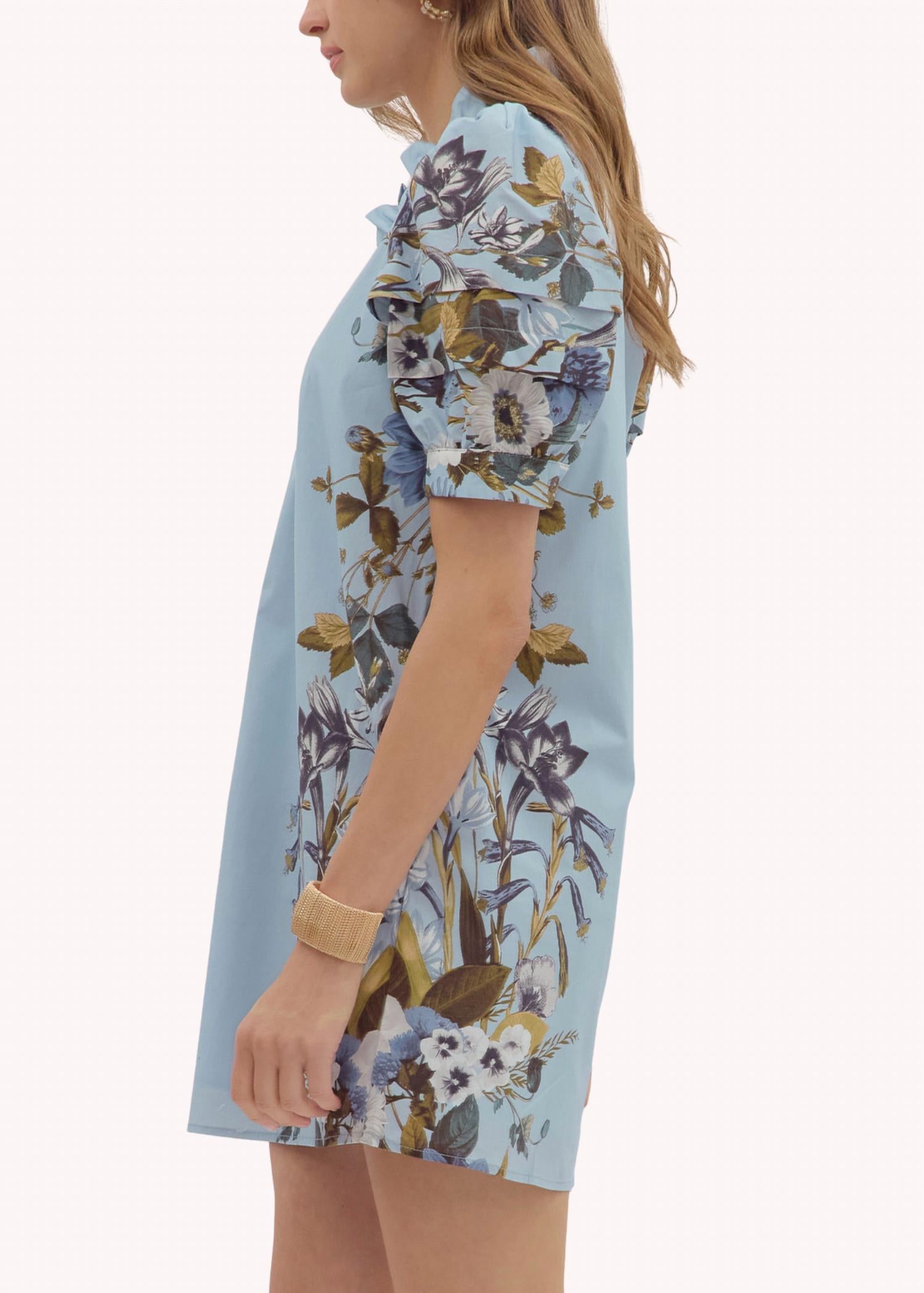 entro Flower Pattern Button Mini Dress in chambray - women's dress - view 4