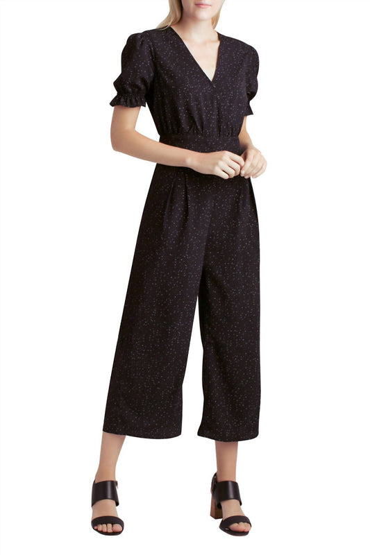 Kensie - Short Sleeve Belted V-Neck Jumpsuit