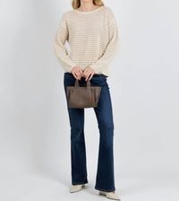 REPEAT cashmere Sparkle Knit Sweater in ivory - women's sweater - detail view