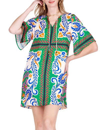 Jade Kimono Tunic Mini Dress in artistic scarf - women's dress