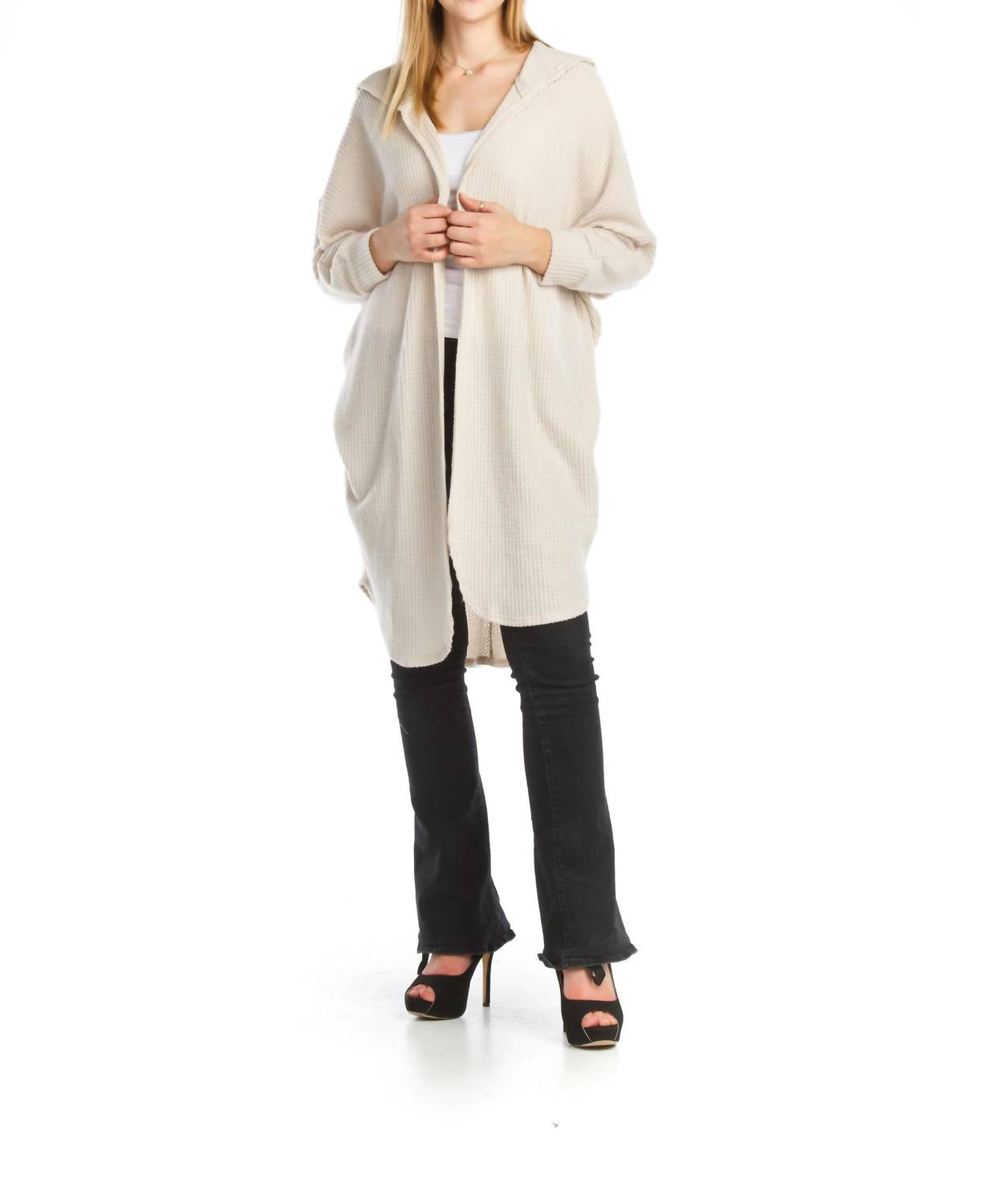 Papillon - Waffle Knit Hooded Cardigan