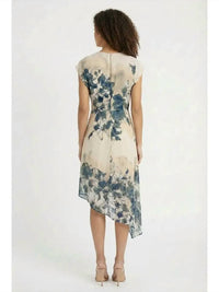 Donna Morgan - Asymmetrical Cap Sleeve Floral Dress